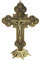 FOUF Stehendes Kruzifix, Vintage-Stil, Metall, Antik-Bronze-Finish, Religiöses Geschenk, Wohnzimmer-Dekoration