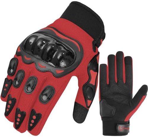 WESTWOOD FOX Motorradhandschuhe Herren Damen, Vollfinger Touchscreen Motorradhandschuhe für BMX MX ATV MTB Reiten, Jagen, Klettern und Outdoor-Sportarten (ROT, M)