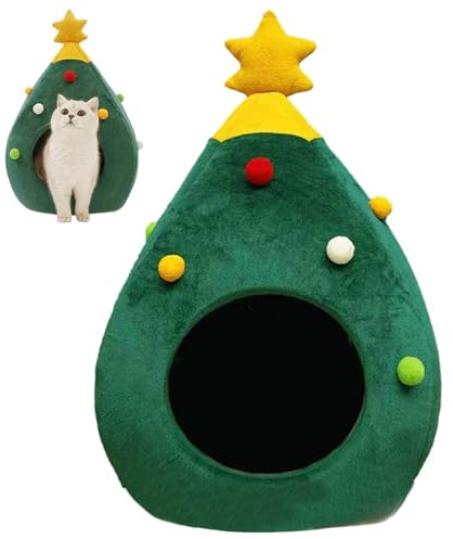 Casa per gatti a forma di albero di Natale, cuccia natalizia per gatti da interni, cuccia per gatti, tenda per gatti e cani di piccola taglia, casetta per gatti da interno, albero di Natale