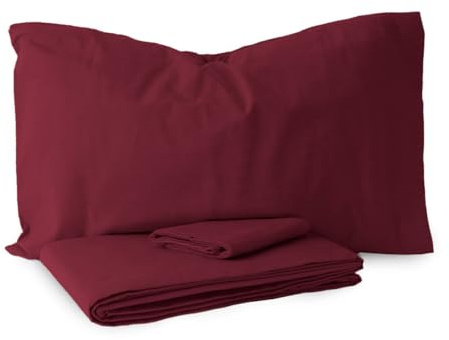 Morbidissimi Set Sacco Copripiumino + 2 federe in Flanella 100% cotone felpato Tinta Unita per letto Una piazza e mezza BORDEAUX