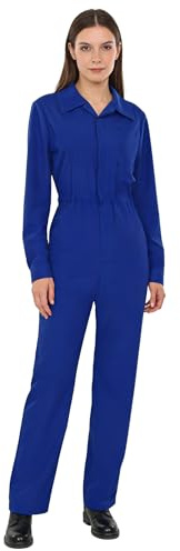 Miutii Work Coveralls for Women Casual Long Sleeve Full Body Overalls Jumpsuit Rompers Mechanic Workwear Blue S
