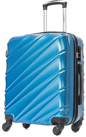 R.Leone Valigia 56x45x25 cm 45x36x20 cm EasyJet Trolley Bagaglio a mano in ABS 4 Ruote Da 1 pezzo fino a set 2 Pezzi 2130 (Azzurro, S 56x45x25cm)