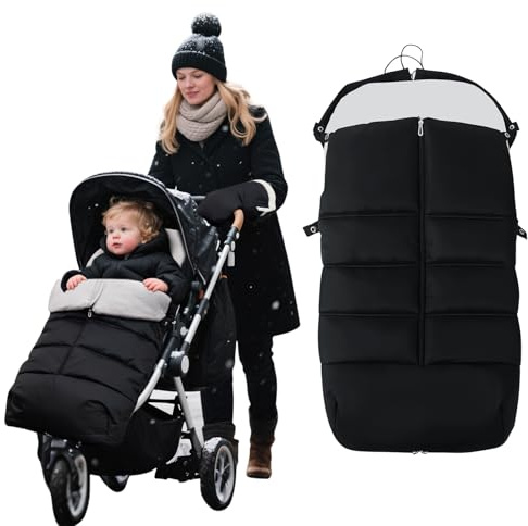 KAKIBLIN Stroller Footmuff, Baby Footmuff for Stroller, Universal Bunting Bag for Babies Compatible with Most Strollers,Waterproof, Winter Sleeping Bag for Newborn to Toddler (105x46cm)