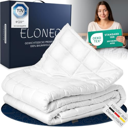 ELONEO Coperta Ponderata 200x200 cm 7 kg, certificata TÜV e Oeko-Tex, Weighted Blanket in 100% cotone, coperta rilassante e terapeutica antistress, coperta pesante per dormire