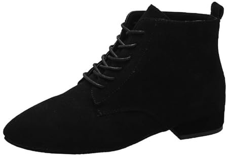 Flat Suede Ankle Boots for Women UK Chelsea Boots Women Pointed Block Heel Short Booties Winter Lightweight Lace Up Walking Shoes Non Slip Booties Soft Slip On Shoes Black