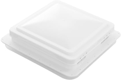 Ventana de techo para ventana de techo para autocaravana, 14 x 14 pulgadas, cuadrada, color blanco, policarbonato, ventilación con ventilador, rejilla protectora contra insectos, estable y duradera