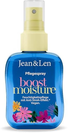 Jean & Len Spray acondicionador sin aclarado Boost Moisture, para cabello seco, efecto antiencrespamiento, con aloe vera, aporta brillo, sin parabenos ni siliconas, vegano, 100 ml