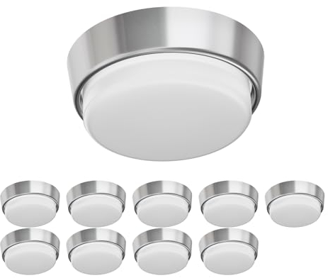 ledscom.de 10 pz GX53 attacco lampada INEL cromo opaco rotondo 90mm Ø incl. lampada LED 6,2W 509lm bianco caldo