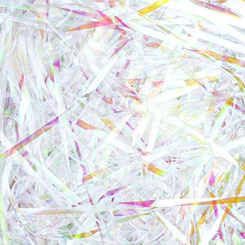 Whaline Korb, Gras, Handwerk, geschredderter Seidenbast als Geschenkfüller, Papierschnipsel für DIY Geschenkverpackung, Korbfüllung, Eierfüller, Partyzubehör, Dekoration, 120 g, 113 g (schillernd)