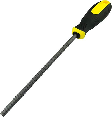 AERZETIX - C45988 - Holzfeile/Raspel Rund Stahl - Länge 200mm - Tischler/Tischlerhandwerkzeug - Bi-Material-Griff - Instrumentenstifte/Lochfraß/Entgraten/Abflachen