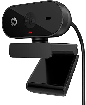 HP PC Webcam 320, 1080p FHD webcam, Compatible with Chrome, Auto Light Corrector, Built-in Microphone, 66 Degree Wide Angle Field of View, Support with 360 Degree Swivel Clip, Black
