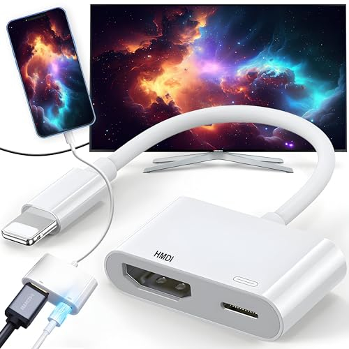Retoo HDMI Adapter für Phone 13/13 Pro/12/11/X/XR/XS/8P/8/7P/7/Pad Air, HDMI-Adapter Full HD 1080p, Plug and Play Digital AV Adapter, Video Audio Connector, HDMI Kabel Bildschirm zu TV, HDTV