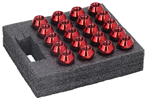 Dadi ruota M12x1.5 con chiave a bussola ad alta durezza 20 pezzi Sostituzione dadi ruota per Ford Focus(Rosso)
