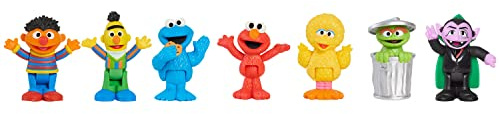 Just Play Sesame Street Neighborhood Friends Set med 6 figurer, samlarfigurer, 7,6 cm, samlarfigurer, leksaker för barn från 2 år