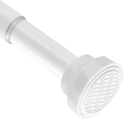 Barra de Cortina de Ducha Extensible Blanca 73-195cm, Barra Telescópica Ø25mm, Barra de Cortina Sin Taladro para Baño, Cocina y Puerta