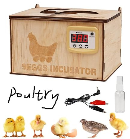 MUALROUS DIY 9 Incubators for Hatching Eggs Digital Eggs Incubator with Waterbed Incubation and Adjustable Temperature, Mini Egg Hatcher for Chicken, Duck, Goose, Quail (1)