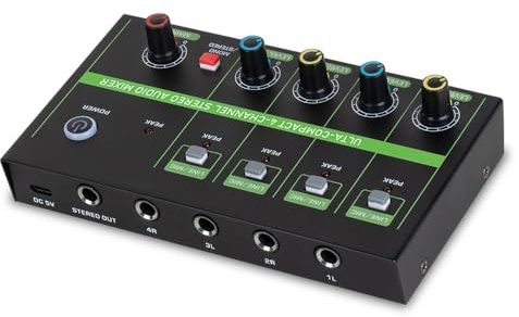 summina 4 Channel Audio Mixer Microphone Low-noise Mono Stereo Line Mixer LINE/MIC Mode Switching Type-C Power Supply for Wired Microphones Electronic Piano Computers Guitars Electronic Drums