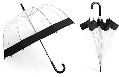 Parapluie transparent à bulles d'air - Imperméable - Transparent pour adultes - Parfait pour les mariages, les photos de remise de diplôme - Poignée J Hook à ouverture automatique