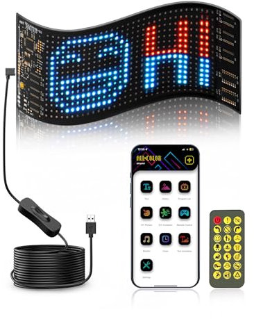 ZIMAOER Yeux LED pour Camion, Lumières Devil Eyes pour Voiture, Écran LED Flexible et Programmable, Panneau Publicitaire pour Voiture, Camion, Magasin, Design DIY Dynamique