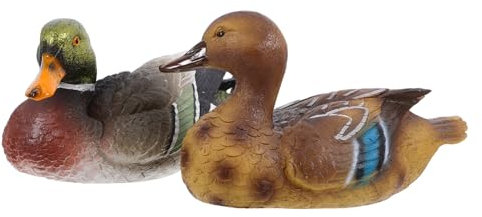 IMIKEYA Escultura De Pato De Resina Realista Flotante para Estanque De Jardín Exterior 2 Piezas Decoración Artificial De Real para Patio y Piscina