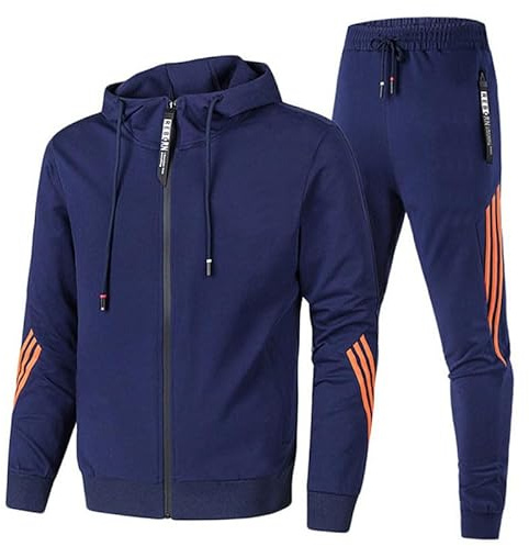 HICKMONBER Tuta Uomo Sportive con Zip e Cappuccio Autunno E Inverno Completo Due Pezzi,Completi Sportivi da Uomo Pullover Felpa con Cappuccio e Jogging Pantaloni 2 Pezzi Tute S-3XL