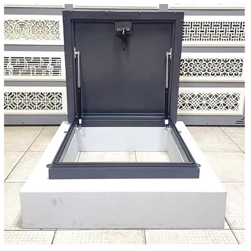 cubierta de claraboya Tapa Personalizable Gris Para Claraboya De Tejado, Tapa Metálica De Salida De Escalera Con Tira De Sellado Y Asa Giratoria De 90°, Tapa De Salida Para Sótanos De Escuela/ Casa 19