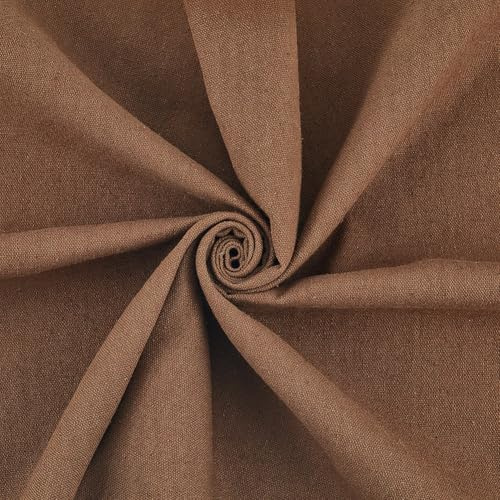CABODYALS Tela de costura marrón café de 1,5 m, tela de lino y algodón natural, acolchada, color chocolate sólido, para costura, confección de ropa, bolsas, decoración, manteles de bricolaje