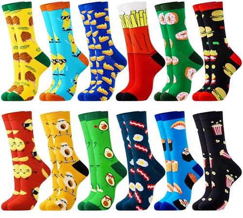 Belloxis Lustige Socken Damen 39-42 Bunte Socken Damen 39-42 Baumwolle Wadenstrümpfe 12 Paare
