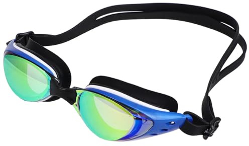 BCOATH Occhialini Nuoto Polarizzati Antiappannamento con Rivestimento Colorato e Protezione UV Regolabili e Leggeri Occhiali da Piscina Resistenti per Uomo e Donna Outdoor Telaio Blu
