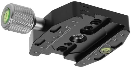 Cabilock Adaptador de Placa de Liberación Rápida para Trípode, Abrazadera de Aleación de Aluminio, Compatible con Cámaras DSLR, Montaje con Tornillos 1/4 y 3/8, Accesorio Portátil