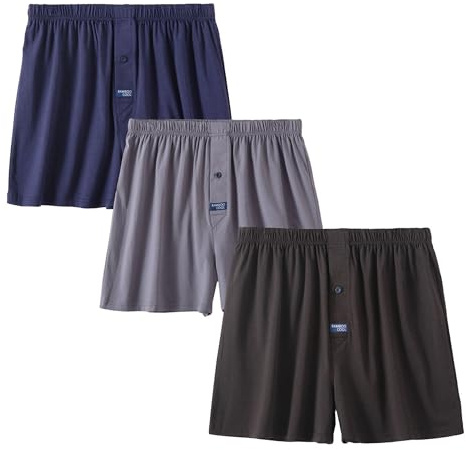 BAMBOO COOL Men's Boxer Short soft and Breathable Knit Boxers for men Moisture-wicking Underwear with Button Fly 3 Pack