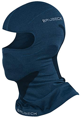 BRUBECK Fahrrad Sturmhaube | Merino Gesichtshaube Radfahren | atmungsaktive Gesichtsmaske Radsport | Balaclava Motorcycle | Motorradmaske | 41% Wolle | Gr. S - M | Marineblau | KM10370 | X-FACE