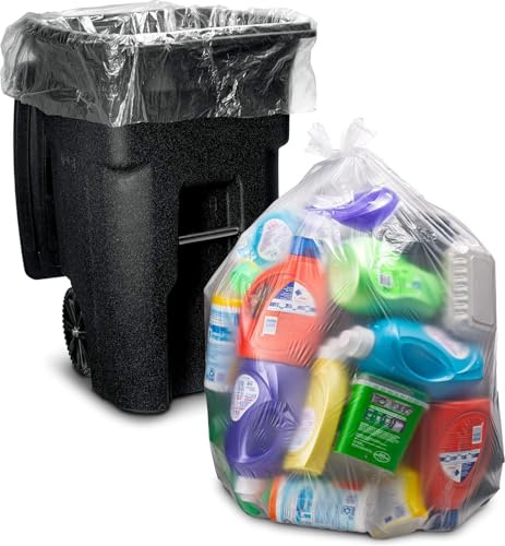 40 x Clear Recycling Bags 100 Litres Capacity Bin Liners Large Refuse Sacks Transparent Recycling Sacks