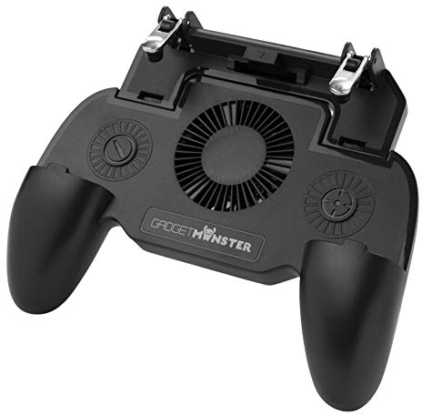 GadgetMonster Mobile Gaming Controller, Controller for Smartphones with 2 Trigger Buttons, Mobile Phone Holder, Gamepad with Fan and Integrated Power Bank for Android and Apple Smartphones 4.5-6.5