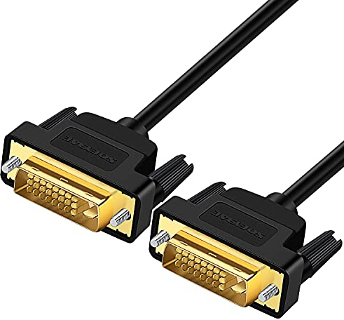 SOEYBAE DVI zu DVI Kabel 2m, DVI-D 24+1 HD TV Auflösung 1920x1200, vergoldete Kontakte, Adapterkabel mit Ferritkern, schwarz