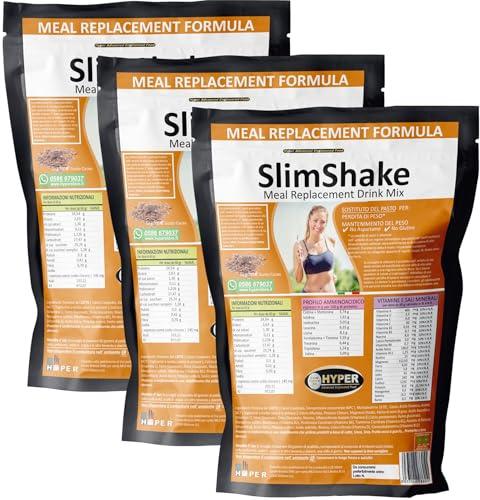 Hyper Slim Shake - Sostituto Pasto Dimagrante gr 3000 Gusto Cacao - Pasto Sostitutivo Dimagrante per Frullati e Shakes Proteici Ideale per Perdita e Controllo del Peso Forma. Made in Italy