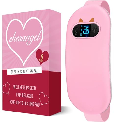 Portable Heating Pad for Period Cramps: Cordless Menstrual Heating Pad with 6 Heat Levels and 6 Massage Modes, 3s Fast Heating Gift for Women and Girl(Pink)