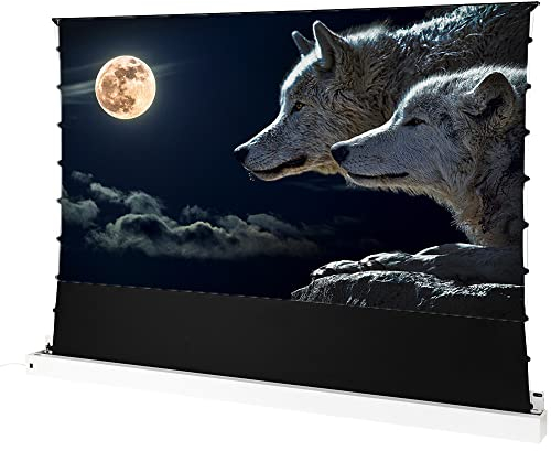 celexon HomeCinema Plus CLR UST Écran de Projection motorisé 110 Blanche | 243x137 cm 16:9 | Écran encastrable et enroulement à Ciseaux au Sol 8K/Full HD pour projecteurs à Ultra-Courte focale