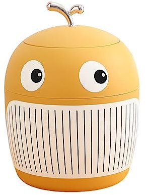 lmoikesz Pattumiera da Tavolo da 4 Litri Cestino Decorativo con Coperchio Cestino per rifiuti in plastica Articoli Vari per la casa Comò Pattumiera, Giallo