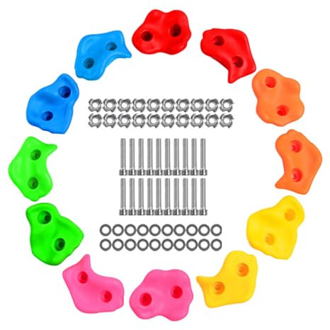 Uozonit Muro de Escalada para niños, presas de Escalada para niños - Kit de Muro de Escalada Colorido - del Juego del Patio, fác Instalar para el Patio Interior al Aire Libre del hogar