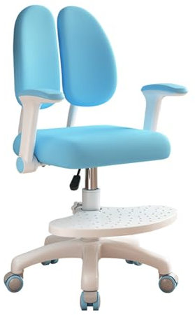 Worparsen Upgraded Schreibtischstuhl mit 360-Grad-Rädern,Ergonomischer Höhe Tiefe einstellbar Kinder Computer Stuhl,Niedliche Kinder Studie Stuhl für Haus, Schule und Bibliothek (Blaue)