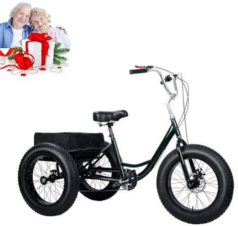 Fat Tire Vuxen Trehjuling,Vuxen Trehjuling 3 Hjul 7 Speed Trikes,Trehjulig Cargo Cruise Bike För Vuxna Med Korg,Låg Genomgående Kolstålram,Cruise Trike För Seniorer,Kvinnor,Män