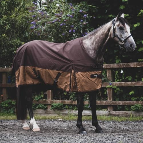 eQuitack Your Passion Is Our Mission 1200 Denier Pferdedecke Regendecke mit Fleece Lining Grau/Braun 155cm