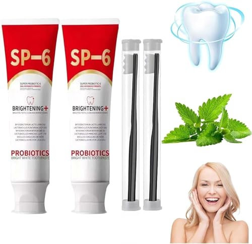 Pasta dental Sp-6 Ultra blanqueadora, pasta de dientes blanca brillante con probióticos, pasta de dientes blanqueadora probiótica Sp-6, cuidado de limpieza profunda protege los dientes (2)