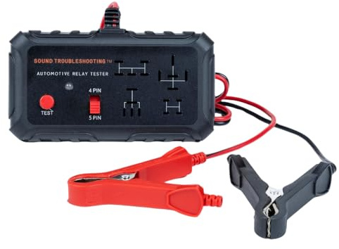 Sound Troubleshooting Automotive Relay Tester - 4 & 5 Pin 12V Auto Diagnostic Tool, Small Handheld DIY Car Tester with Battery Clips, Relay Testing Kit, Electrical Systems Tool | Patented