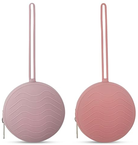 HippoBaby Silicone Pacifier Holder Case 2-Pack – BPA-Free, Food-Grade Silicone – Zippered Travel Pacifier Organizer – Portable Baby Case for Pacifiers, Teethers & Essentials – Dishwasher Safe