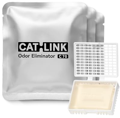 Désodorisant CATLINK C70 Spécialisé pour Litières, avec Support – Compatible avec Toutes Les litières autonettoyantes. Élimination puissante des odeurs, fraîcheur prolongée. Livré avec Un Support.