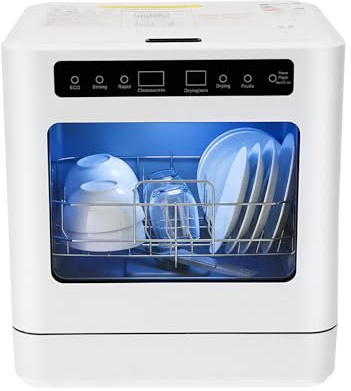 800w Freistehender Tischgeschirrspüler 0.58kwh Geschirrspüler 50-60Hz 52dB Tragbare Spülmaschine, mit 4 Reinigungsmod und Berührung LED-Anzeige, zum 6-8 Teller oder Schüsseln fürWohnungen, Wohnmobile