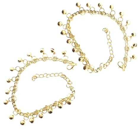 KOMBIUDA 2 Pièces Chaînes de Cheville Réglables avec Cloches pour Femme Bijoux de Pied Élégants et Durables Accessoires Clair Plage et Usage Quotidien