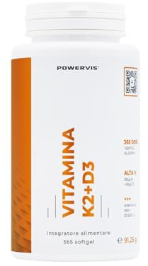 Vitamina D3 K2-365 Softgel (scorta di 1 anno) - Vit D 2000 UI + 120mcg Vit K2 MK 7 - Assorbimento superiore e rapido - Per ossa, denti, muscoli e sistema immunitario